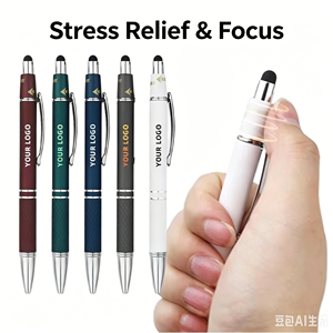 Penna in Metallo <span class=keywords><strong>3</strong></span> in 1 con Sfera Antistress, Penna Girevole con Punta Stylus, Logo Personalizzabile - Product Image 2