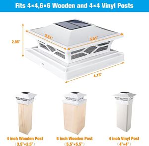 Năng lượng mặt trời bài cap đèn 2-chế độ 4x4 bài năng lượng mặt trời đèn tự động trên off ngoài trời không thấm nước vườn Patio trang trí hàng rào Bài Mũ - Product Image 6