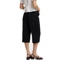 Pantalon Gaucho Noir Taille Haute pour Femme, Coupe Large, Longueur Mi-Mollet, Culotte Décontractée pour le Bureau
