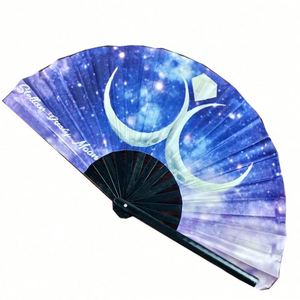 Éventails pliables en papier, tissu, soie, écologiques, avec poignée et baleines en bambou personnalisables, impression de logo, vente en gros - Product Image 5