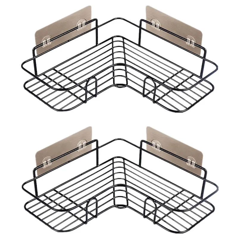 Eck regal Rack Kleber ohne Bohren Lagerung Black Shower Caddy Basket Regal im Badezimmer