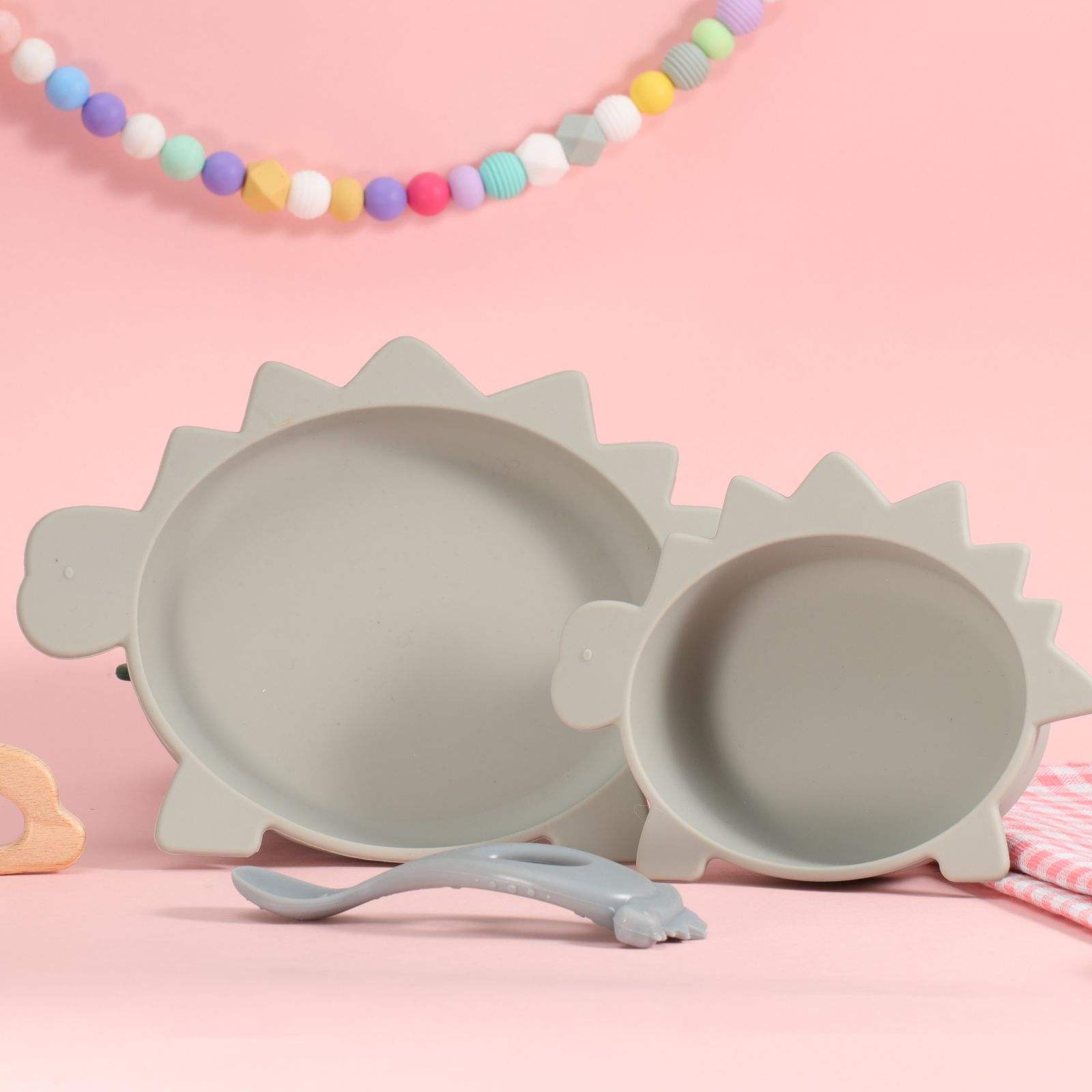 3PC#056 Dove Blue | Dino Feeding Set