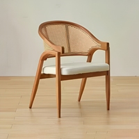 Fauteuil en bois de chêne massif avec dossier au design nordique en rotin véritable Chaises de salle à manger en canne française pour restaurant café