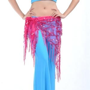 Pañuelo triangular con borlas para danza del vientre al por mayor, pañuelos de cadera para danza del vientre, pañuelo triangular de cadera teñido anudado para danza del vientre - Product Image 5