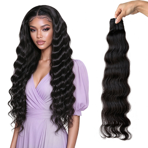 Lots de Cheveux Naturels Vierge Indiens Bruts Ondulés en Gros 18/20/22 Pouces Couleur Cuticule Alignée Extensions à Double Trame Faite à la Machine Minimaliste - Product Image 1