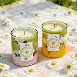 Vela de Cera de Gelatina con Aroma Floral, Color Pastel, en Capas, con Etiqueta Floral <span class=keywords><strong>CHHC</strong></span> para Decoración de Primavera - Product Image 3