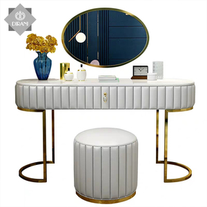 Armoire de luxe ovale en acier inoxydable, <span class=keywords><strong>2</strong></span> <span class=keywords><strong>tiroirs</strong></span>, 1 pièce, <span class=keywords><strong>commode</strong></span> contemporain, haut en marbre blanc brillant - Product Image 2