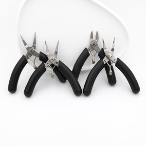 <b>Pliers</b> <b>Set</b> Stainless Steel For Diy Jewelry Making Tools With Black Handle Tapered Tip Diagonal And Needle Nose <b>Pliers</b> - Product Image 2