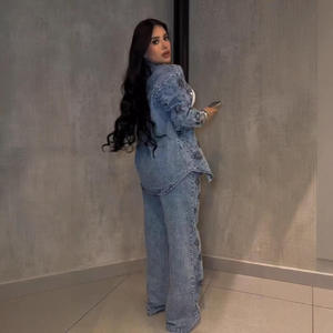 <span class=keywords><strong>Jeans</strong></span> da donna a gamba dritta con perline floreali scintillanti, pantaloni <span class=keywords><strong>larghi</strong></span> alla moda, pantaloni <span class=keywords><strong>lunghi</strong></span> da donna - Product Image 2