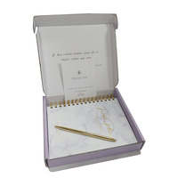 Carnet de notes agenda de luxe A5 personnalisé avec feuille d'or et logo carnet à spirale agenda avec boîte cadeau