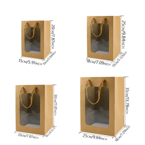 Sacs en <span class=keywords><strong>Papier</strong></span> Kraft d'Emballage Cadeau avec Fenêtre Transparente et Poignées pour Entreprises, Shopping, Mariages, Baby Showers et Cadeaux d'Invités - Product Image 2