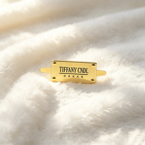 Custom Made Zinc Alloy Gold Rectangle <b>Pin</b> Feet Metal Plate Engraved Brand Logo Metal Label for Apparel Headwear Purse Fittings - Product Image 4