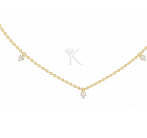 Delicado Collar de 5 Estaciones con Diamantes en Forma de Gota, Chapado en Plata, Cadena con Dijes de Baguette, Lujo, Certificado IGI, Joyería Fina Moderna para Uso Diario, Regalo - Product Image 1