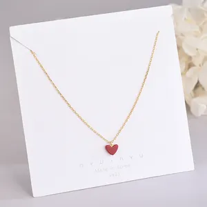 Cadeau personnalisé de la Saint-Valentin Collier petit coeur en argent sterling 925 Nouvelle mode Pendentif collier coeur rouge plaqué or