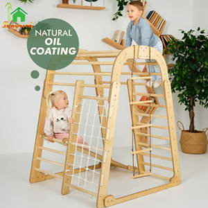 Madera Montessori <span class=keywords><strong>Triangulo</strong></span> Piklers Niño Escalada Juguetes Pickler Triangle Set Tobogán Y Arco Montessori Interior Patio Gimnasio - Product Image 5