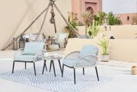 3pc Style traditionnel Bistro Chat Set Rattan Wicker Sofa Chair Table for Outdoor Patio Garden Furniture for Courtyard Use