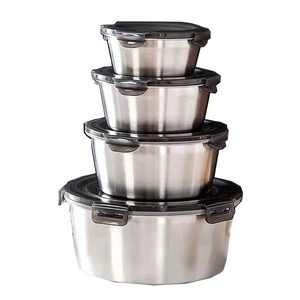 3-mảnh số lượng lớn kín thép không gỉ microwavable cách điện thực phẩm lưu trữ Container có nắp đậy <span class=keywords><strong>Stackable</strong></span> cho bữa ăn trưa - Product Image 6