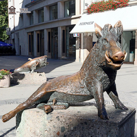 Sculpture de cochon en laiton, sanglier sauvage en bronze, taille réelle, statue d'animal de la forêt en métal