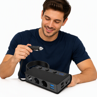 Adaptateur allume-cigare de voiture 12-24V 180W, chargeur rapide USB QC3.0, prise 4 ports avec voltmètre, accessoires automobiles