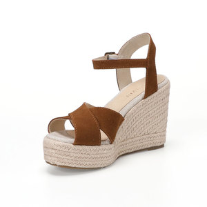 Sandali Estivi alla Moda con Tacco Alto e Piattaforma per Donne, Comodi <span class=keywords><strong>Zeppe</strong></span> da Esterno con Suola Morbida Stile Espadrillas - Product Image 6