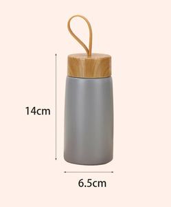 Gobelet isotherme portable de poche en acier inoxydable 304 de style japonais avec couvercle à motif grain de bois personnalisé de 280 ml - Product Image 4