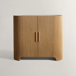 Credenza Moderna a 2 Ante con Pannelli Frontali Scanalati, Angoli Arrotondati e Base Rialzata per Soggiorno e Sala da Pranzo - Product Image 4