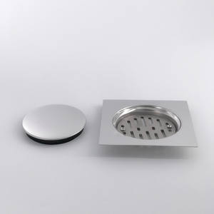 モダンデザインステンレス鋼201平方床排水ゴムリング15x 15cm研磨表面用ホテル浴室脱臭 - Product Image 1