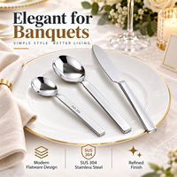 Ensemble de couverts en acier inoxydable de haute qualité, style simple et moderne, indispensable pour les repas quotidiens, passe au lave-vaisselle