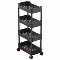 Chariot de rangement roulant compact et durable, écologique, à 4 niveaux, pour condiments de cuisine, collations, articles de toilette de salle de bain