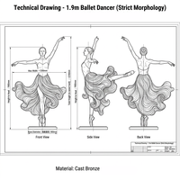 Sculpture de danseuse de ballet classique grandeur nature en bronze coulé, sculptée à la main, pour cour et théâtre, directement de l'usine
