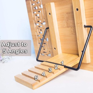 Ricettario di bambù e <span class=keywords><strong>porta</strong></span> lettura regolabile in altezza 4 <span class=keywords><strong>per</strong></span> libri di testo ricette libri di musica tablet Rack di stoccaggio - Product Image 4
