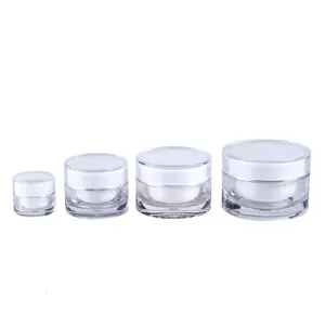 Custom10g 15g 30g 50g sang trọng đôi tường Acrylic trắng nhựa Jar cho chăm sóc da mỹ phẩm Mặt Kem container