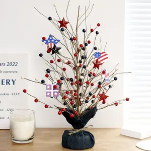 Bunga ornamen Hari Nasional AS Hari Kemerdekaan Natal Halloween bunga beri patriotik Hari Ibu bunga dibuat kain AS