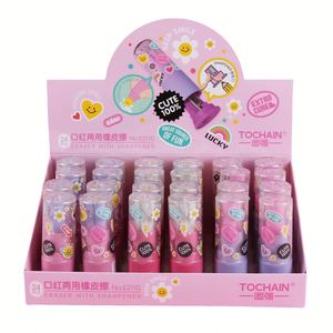 Taille-crayon Gomme Stylo Rouge à Lèvres 2-en-1 pour Étudiants, Papeterie Promotionnelle Créative et Mignonne en Gros - Product Image 1