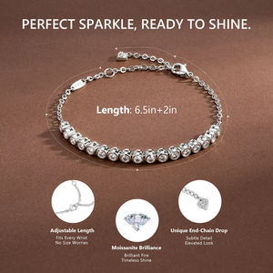 Bracelet tennis en moissanite taille ronde pour femme, bijoux de mariage empilables, couleur D, VVS1, imitation diamant, bracelet en or 14 carats - Product Image 4