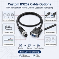 Conector Circular Personalizado Compatible con M12 de 4, 5 y 8 Pines a Cable Serial DB9 D-Sub RS232 para Equipos de Control Industrial