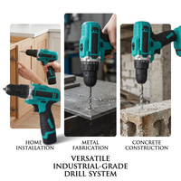 Perceuse sans fil 12V 18V 36V 600W de qualité industrielle, couple de 60 Nm, moteur à balais, mandrin à trois griffes, poignée pistolet, kit d'outils