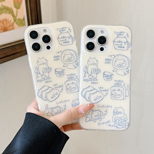 เคสโทรศัพท์ลายแมวโทสต์เส้นสีฟ้าน่ารักแบบสองชั้น เหมาะสำหรับ iPhone 17 ProMax 16 15 14 ป้องกันการตกกระแทก - Product Image 4