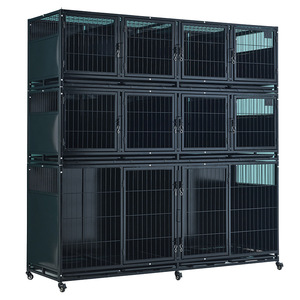 Cage d'élevage et d'hospitalisation pour chats et chiens à deux ou trois étages, pour cliniques vétérinaires et crèches, avec structure en tuyaux galvanisés - Product Image 1