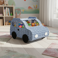 Panier de rangement en corde de papier naturelle tressé à la main, écologique, en forme de voiture, pour le rangement des jouets et des aliments des enfants