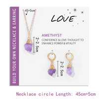 Ensemble collier et boucles d'oreilles en cristal synthétique avec carte cadeau, tourmaline noire, améthyste, apatite, howlite, plaqué or, vente en gros OEM