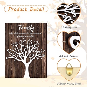 3D Family Tree Wall Decor nomi di famiglia segno albero genealogico fai da te regali per il riscaldamento della casa in legno con 25 cuori di legno - Product Image 3