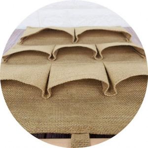 Sac de rangement mural en tissu de jute à suspendre sur la porte, avec 5 poches - Product Image 2