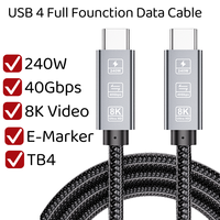Cable USB 4 DFX de 1 m, 240 W, 5 A, Carga Rápida, 40 Gbps y Video 8K, Cable USB C con Trenzado de Nailon para Laptop, MacBook, SSD - En Stock