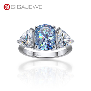 GIGAJEWE 925 Anillo con forma de cojín de plata 6Ct Moissanite con color azul y dorado para pendientes de plata de compromiso o aniversario - Product Image 2
