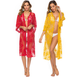 Wholesale Floral Embroidery <strong>Cover</strong> <strong>up</strong> 6 Colors Women's Summer Beach <strong>Kimono</strong> - Product Image 3
