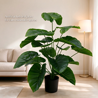 Plante artificielle Alocasia à 12 feuilles, plante en pot artificielle, fausse verdure, ornement de sol pour le salon, la chambre à coucher, la décoration paysagère