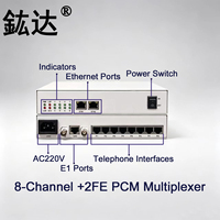 Multiplexeur PCM 8 canaux de type bureau avec convertisseur Mux Fast Ethernet 2 voies sur E1