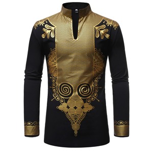 <span class=keywords><strong>Chemise</strong></span> Dashiki <span class=keywords><strong>Africaine</strong></span> <span class=keywords><strong>Broderie</strong></span>, Col Montant Impression Chef Thobe Estampé Vêtements Africains pour Hommes - Product Image 1