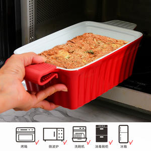 Juego de platos para hornear de cerámica Chaozhou, rectangulares, rojos, aptos para horno, con tapa, para uso en hoteles y en el hogar. - Product Image 5